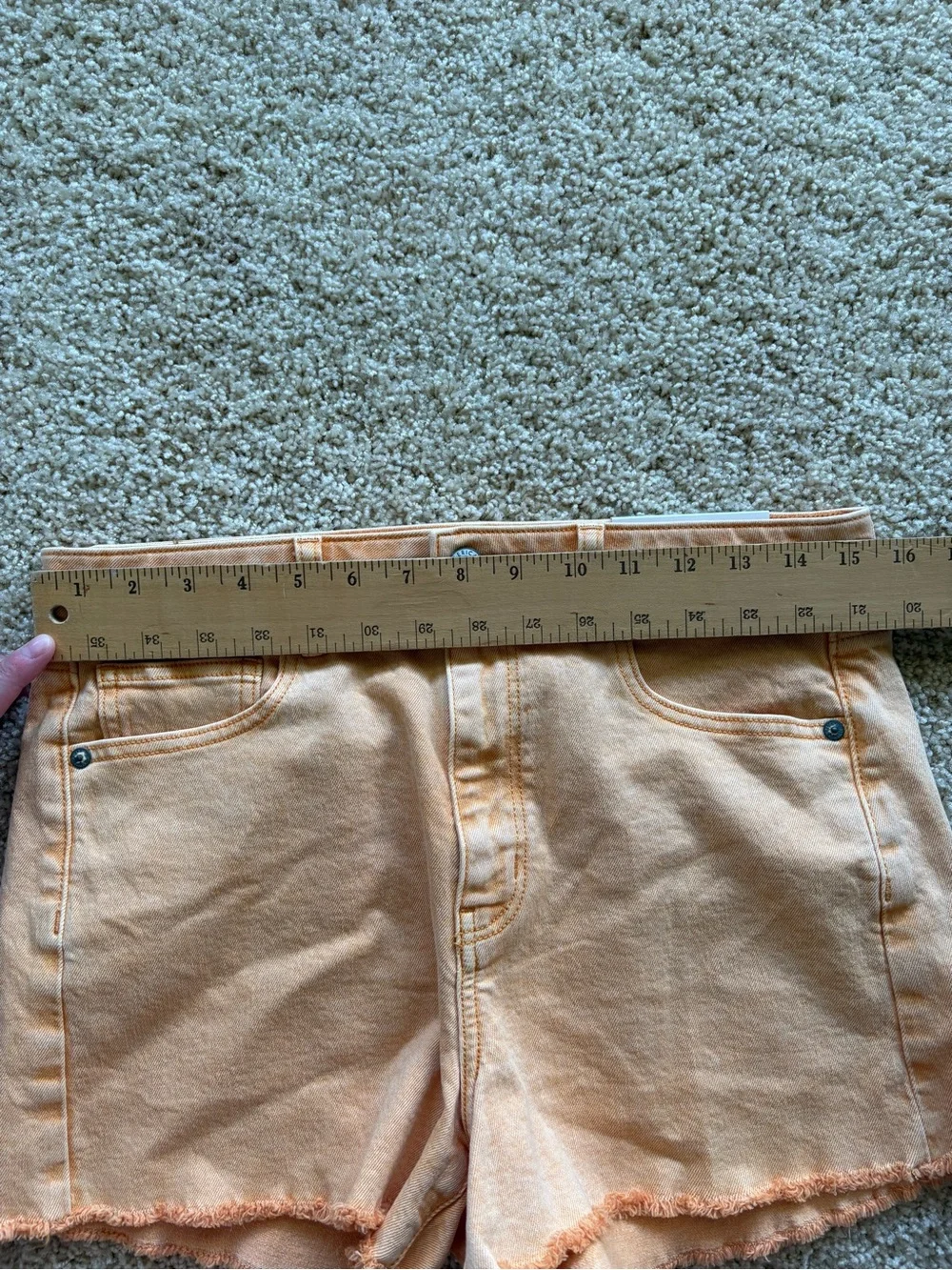 American‎ Eagle Stretch Mom Short Peach Orange Raw Hem Denim Shorts 8